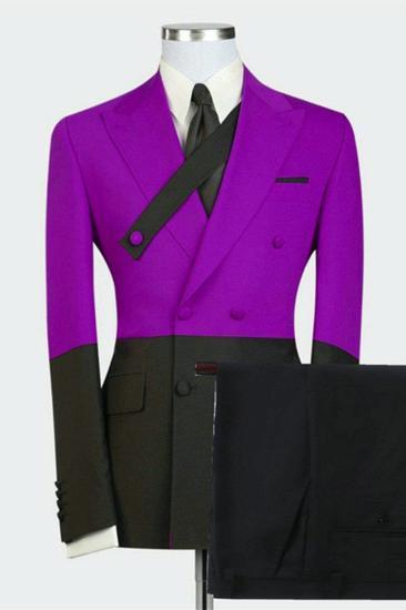 Dominick Newest Purple Double Breasted Point Lapel Mens Suit Online_1