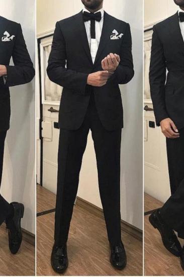 Cole Black Slim Fit Lapel Formal Business Mens Suit Online_1