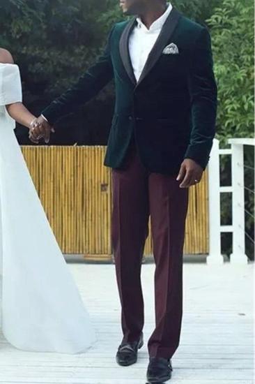 Brian Dark Green Velvet Shawl Lapel Mens Wedding Suit