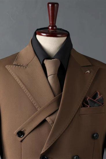 Italian Brown Lapel Men Slim Suit | Suit Wedding Business Suit Adjustable Chest Button_4