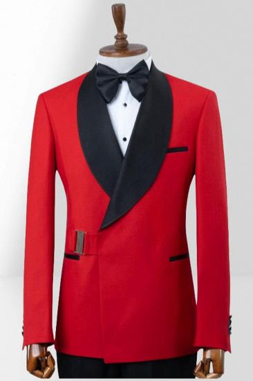 Popular Red Shawl Collar Two Piece Suit | With Adjustable Metal Buckles