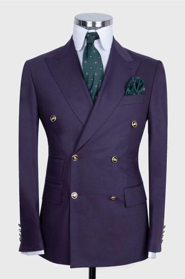 Fashion Purple Point Collar Two-Piece Men's Suit_1