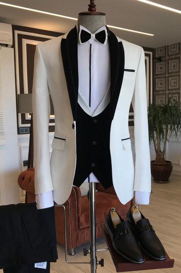 Hardy Black and White Shawl Lapel Slim Fit Wedding Tuxedo_2