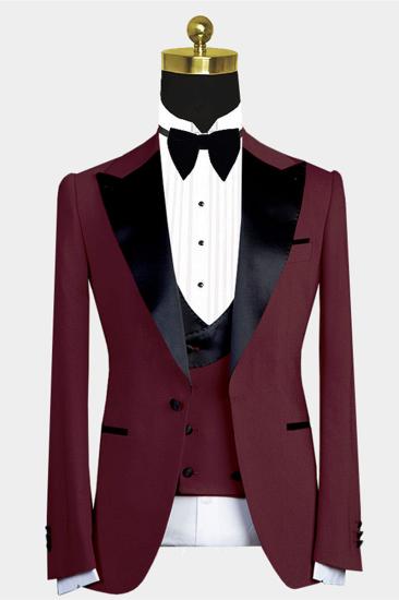Bryant New Arrival Burgundy Slim Fit Prom Men Suits | With Black Lapel Men Suits