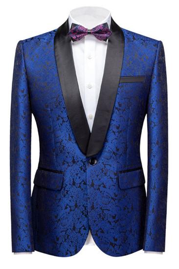Kaleb Royal Blue Slim Fit One Button Jacquard Wedding Mens Suit_1