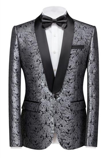 Levi's Silver Shawl Lapel Fashion Single Button Jacquard Weddig Mens Tuxedo_1