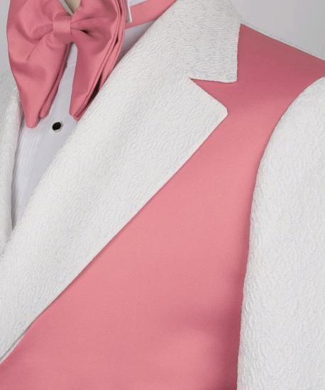 Brady White Jacquard Two Pieces Prom Suits With Pink Crossover Satin Panel_3