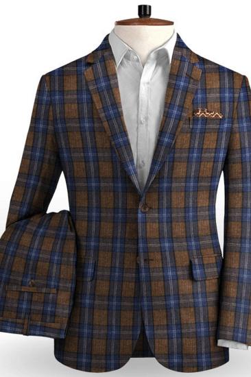 Brown Linen Notched Lapel Tuxedo |  Handsome Two Piece Mens Suit_2