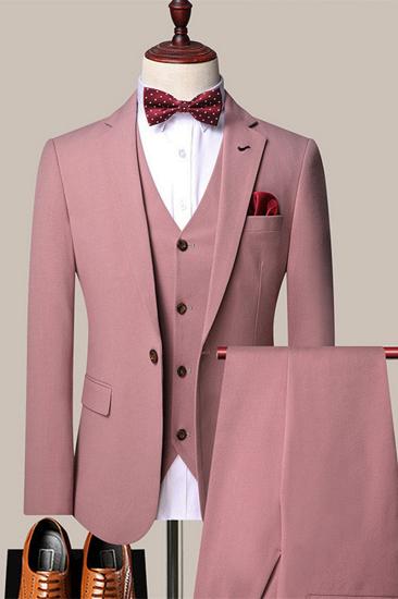 Donovan Pink One Button Notched Lapel Slim Fit Men Suits