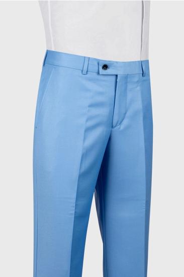 Ocean Blue Three Piece Slant Pockets Double Breasted Business Suit_3