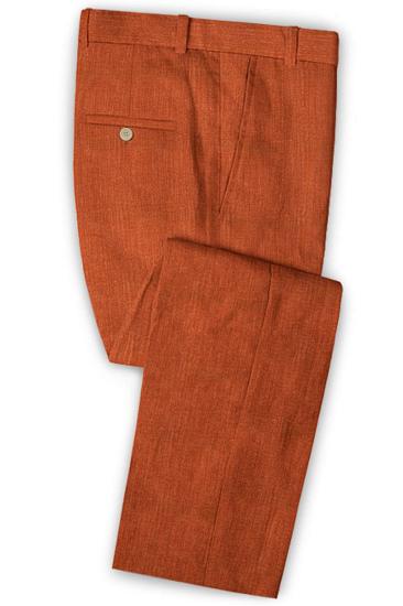 Summer Orange Linen Men Suit Two Piece |  Groom Wear Formal Party Prom Blazer_3