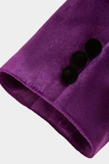 Simple Purple Velvet Mens Suit | One Piece Mens Slim Fit Suit_5