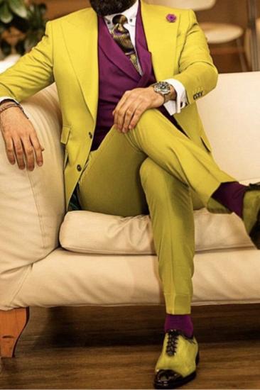 Chandler Custom Yellow Slim Fit Point Lapel Prom Mens Suit_1