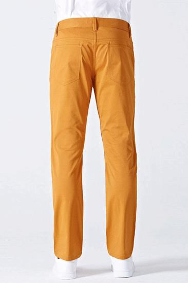 Orange Cotton Customized Solid Color Men Casual Pants_3