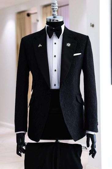 Richard Black Notched Lapel Jacquard Prom Suits | Men's Formal Tuxedo for Weddings & Galas_1