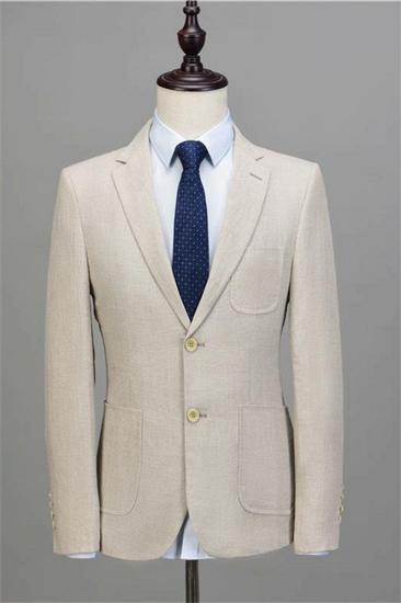 Beige Slim Fit Business Mens Suit | Groomsmen Tuxedo Two Piece_2