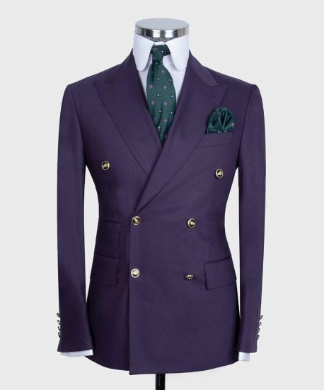 Fashion Purple Point Collar Two-Piece Men's Suit_4