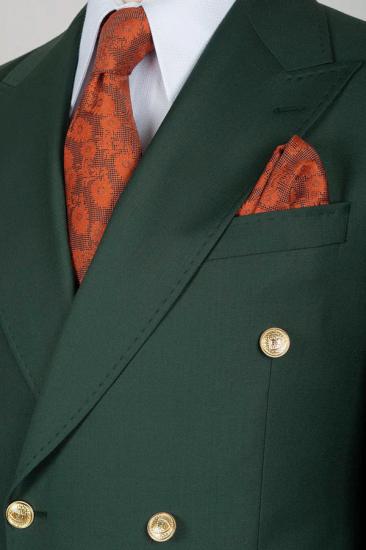 Dark Green Double Breasted Three Pocket Men Suits | Men Two Piece Suit_4