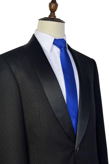 Unique Small Check Jacquard Groom Wedding Suit |  Black Mens Prom Suit_4