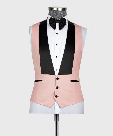 Modern Pink Lapel Collar Men Prom Suit | Men Pink One Button Wedding Tuxedo_5
