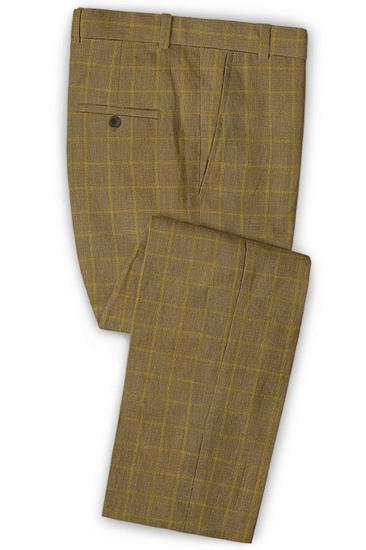 Gold Brown Plaid Prom Suits For Men Online | High Quality 2 Piece English Suits_3
