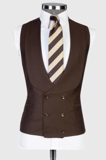 Charming Chocolate Shawl Lapel Double Breasted Vest