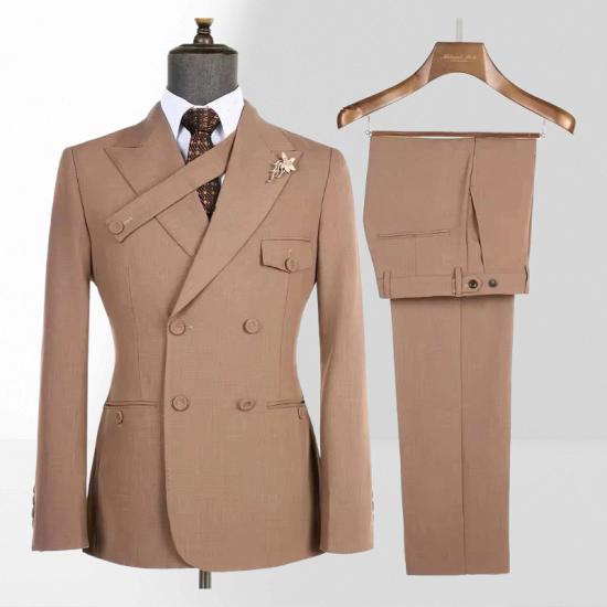 Brady New In Double Breasted Peaked Lapel Coffee Men Business Suit_2