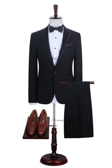 Manuel Simple Black One Button Fashion Mens Suit Online_1