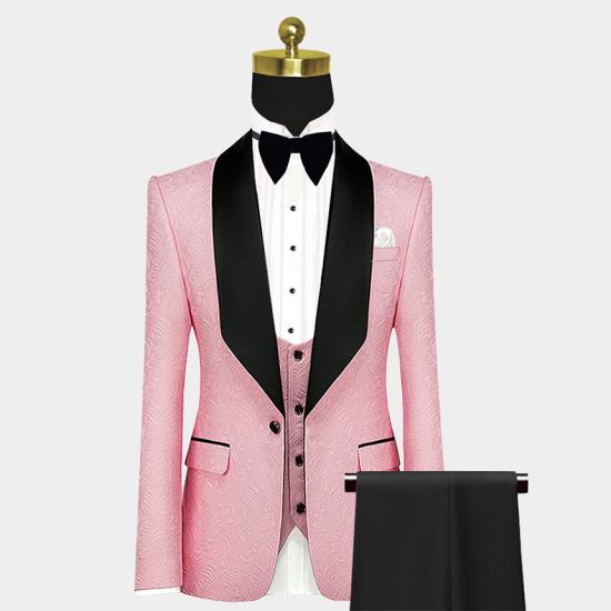 Popular Black Satin Lapel Prom Suits | Jacquard Royal Blue Wedding Tuxedos-Willis_3
