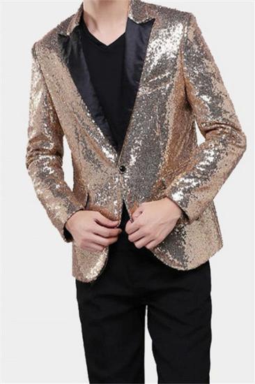 Sparkling Gold Sequin Tuxedo Blazer |  Men Fit For Prom_2