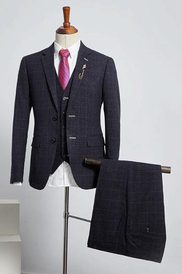 Benedict Formal Black Check Slim Fit Tailored Mens Suit_1