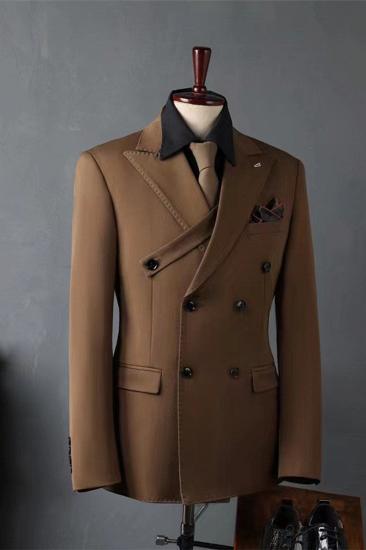 Italian Brown Lapel Men Slim Suit | Suit Wedding Business Suit Adjustable Chest Button_2