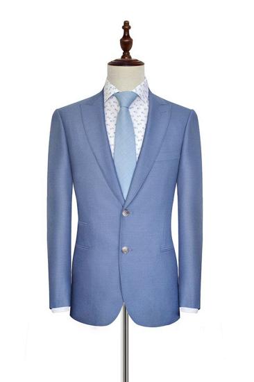 Dust Blue Three Pocket Mens Suit | Summer Peak Lapel Two Button Business Suit