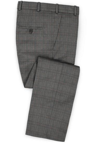 New Fashion Grey Plaid Mens Suit | Formal Business Mens Blazer 2 Piece Groom Tuxedos_3