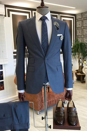 Modern Navy Blue Pointed Lapel Slim Fit Mens Business Suit_1