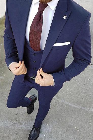 Purple Slim Fit three Pieces Tuxedo | Tailored Peak Lapel for Men/Groom/Wedding Dress Suit_3