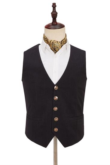 Light Khaki Notch Lapel Three Piece Men Suit With Dark Coffee Waistcoat_3