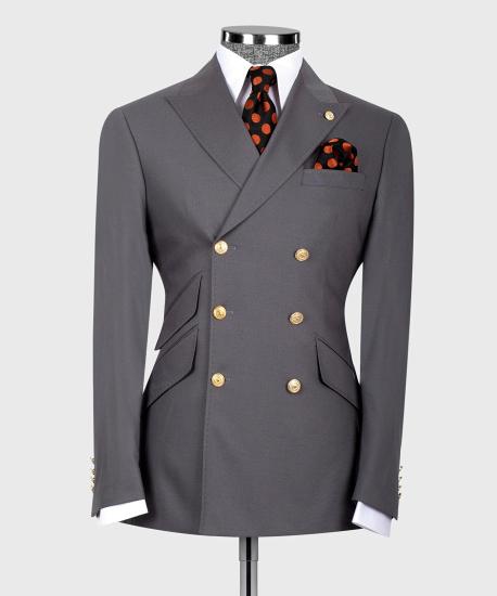 Chic Gray Double Breasted Six Button Mens Suit | Mens Two Piece Suit_2