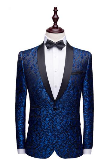 Blue Jacquard Tuxedo Jacket Online | Slim Fit Mens Suits for Prom_1