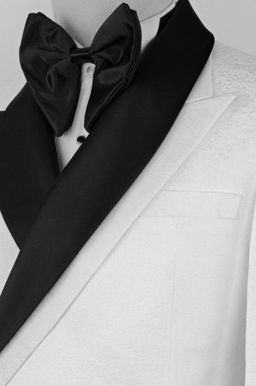 Gordon Men’s White Double-Breasted Jacquard Tuxedo Jacket with Black Satin Lapel for Formal Events_3