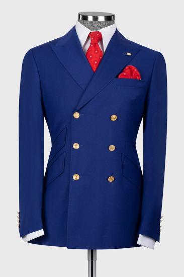 Chic Blue Double Breasted Six Button Men Suit | Men Two Piece Suit_1