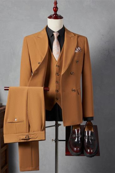 Italian Style Yellow Lapel Collar Men Slim Suit | Wedding Business Suit Adjustable Chest Buckle_2