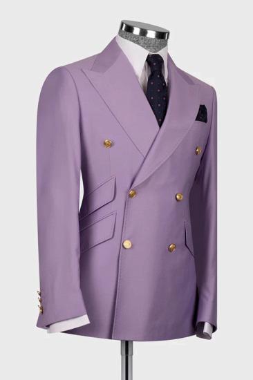 Stylish Purple Double Breasted Men Two Piece Suit | Three Pocket Suit_2