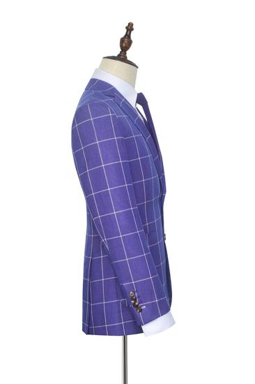 Check Patch Pocket Purple Mens Suit | Mens Notched Lapel Suit Suit_5