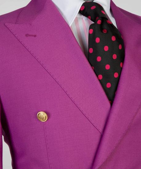 New Arrival Fuchsia Fashion Double Breasted Pointe Collar Prom Men's Suit Suit_2