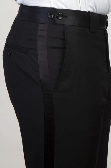 Brady Sparkling Shawl Lapel Double Breasted Black Two Piece Wedding Suit with Belt_3