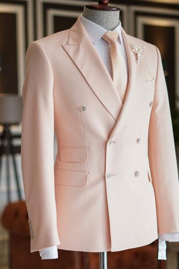 Jeremy Fashion Pink Point Lapel Double Breasted Mens Custom Prom Suit_2