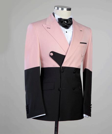 New Arrival Pink And Black Double Breasted Pointe Collar Prom Men Suit Suit_2