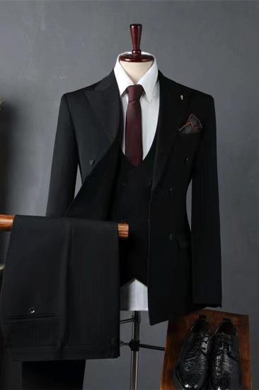 Italian Black Lapel Men Slim Suit | Wedding Suit Business Suit Adjustable Chest Button_2