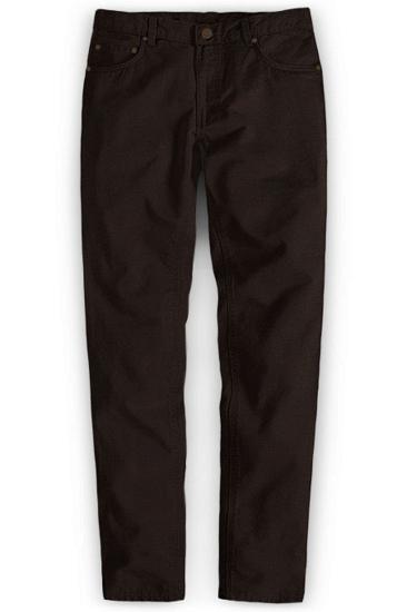 Dark brown slim fit casual business men's formal trousers_1